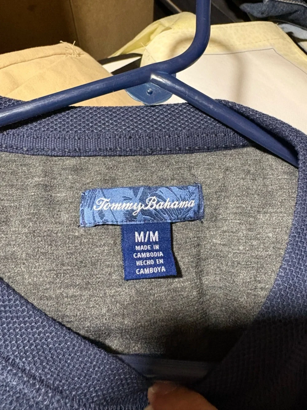 Tommy Bahama Men's Long-Sleeve Crewneck Shirt in Navy Blue - Picture 2 of 4